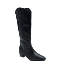 AnnaKastle Womens Knee High Blunted Toe Western Boots Black