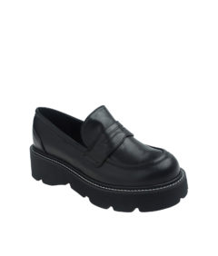 AnnaKastle Womens Chunky Platform Penny Loafers Black