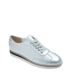 AnnaKastle Womens Sawtooth Leather Oxford Sneakers Silver