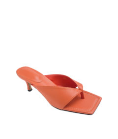 AnnaKastle Womens Kitten Heel Thong Slide Sandals Orange
