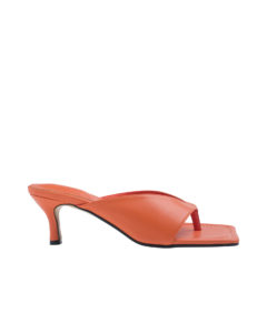 AnnaKastle Womens Kitten Heel Thong Slide Sandals Orange