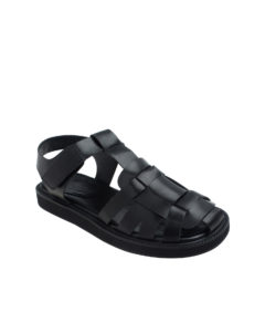 AnnaKastle Womens Woven Fisherman Eco Leather Sandals Black