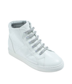 AnnaKastle Womens Croc-Embossed Jeweled Tube High Top Sneakers White
