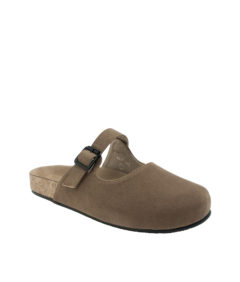 AnnaKastle Womens Mary Jane Strap Faux Suede Clogs Brown