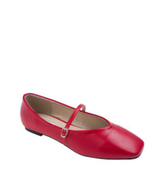 AnnaKastle Womens Square Toe Mary Jane Ballet Flat Shoes Red