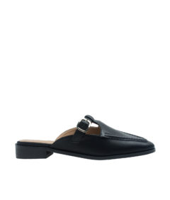 AnnaKastle Womens T-Strap Buckled Loafer Mules Black