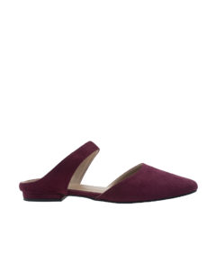 AnnaKastle Womens Ankle Strap Suede Flat Mules Burgundy