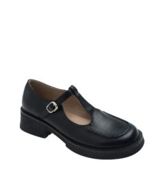 AnnaKastle Womens T-Strap Mary Jane Creeper Loafers Black