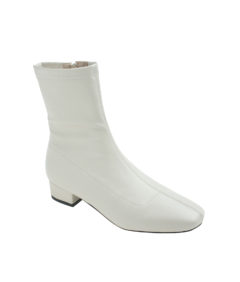 AnnaKastle Womens Stretch Shaft Side Zip Ankle Boots Ivory