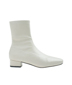 AnnaKastle Womens Stretch Shaft Side Zip Ankle Boots Ivory